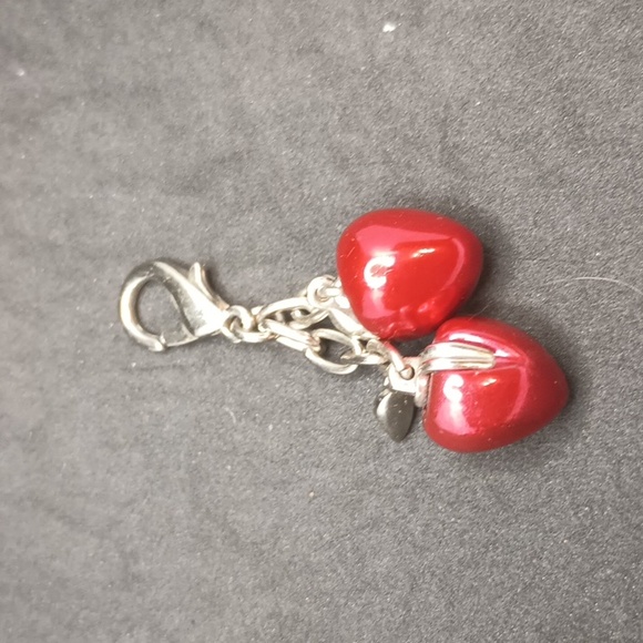 NIB cherry strawberry Apple clip charm red silver tone - Picture 1 of 2